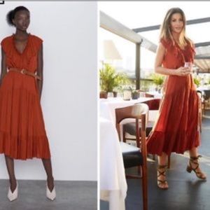 Zara Ruffle Dress in Rust Color